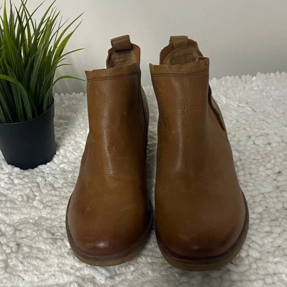Korks by Kork-Ease Genuine Leather Cognac Tan Brown Ankle Boots, 6.5 or 6 1/2